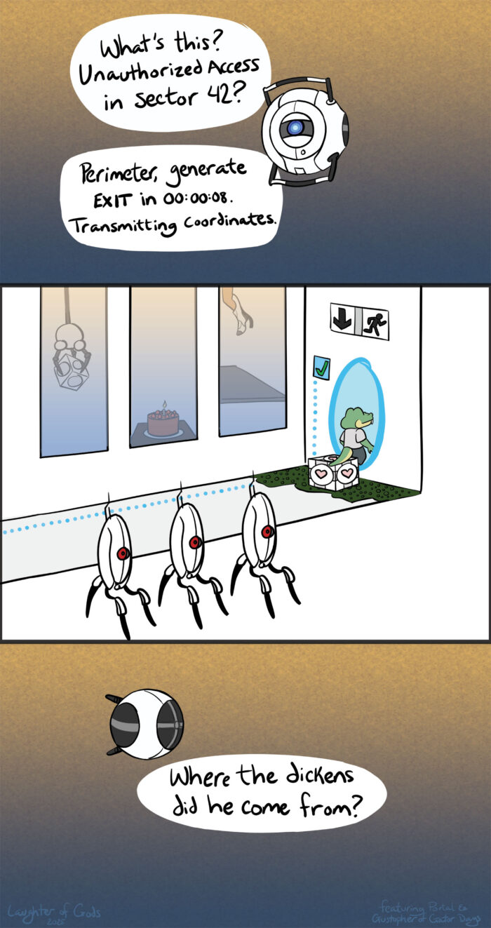 Gustopher wanders through Aperture Labs